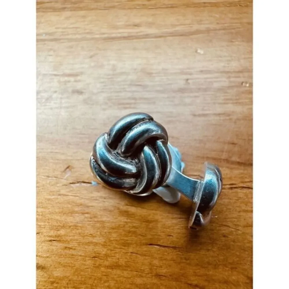 Love Knot Infinity European Cufflinks Hallmarked 835 Silver Figure 8‎ Vintage